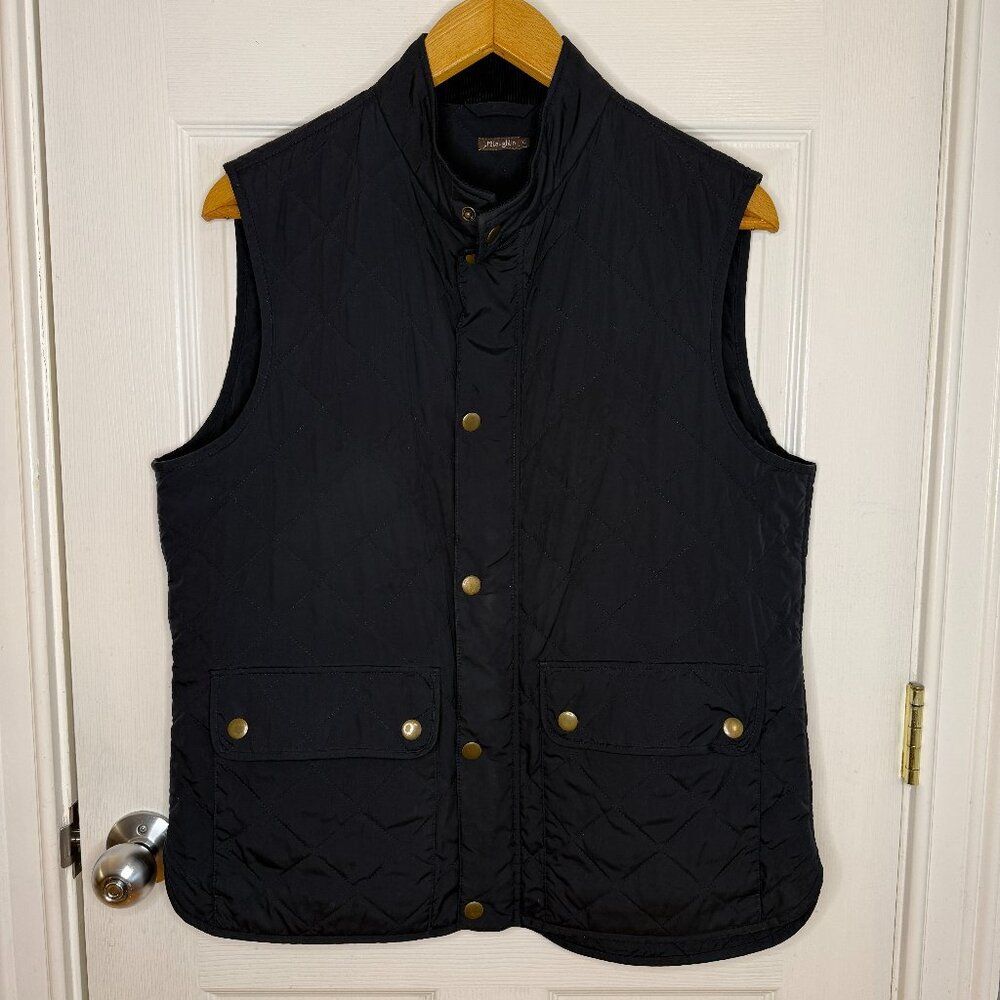 J. McLaughlin Quilted Outdoor Vest Dark Blue Full Button With Zip Size XL